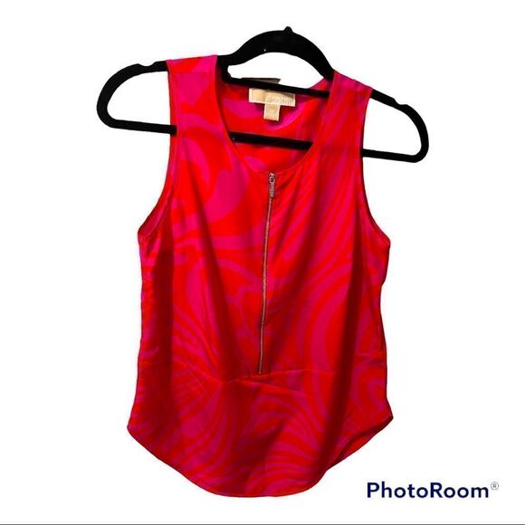 MICHAEL Michael Kors sleeveless shell zipper pink and red size XS - Picture 1 of 4